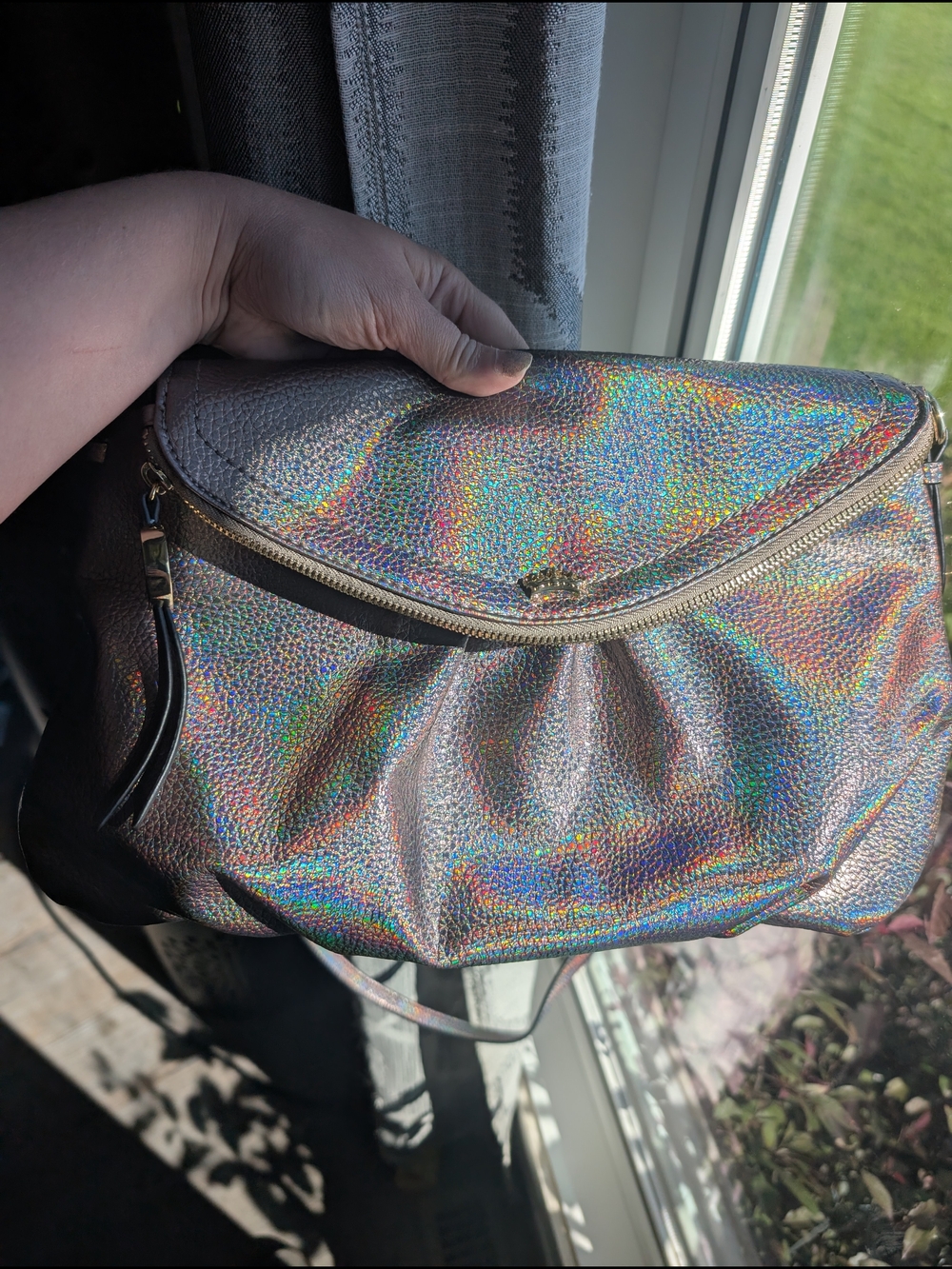Holographic Silver Crossbody Bag - Women's Fashion Purse